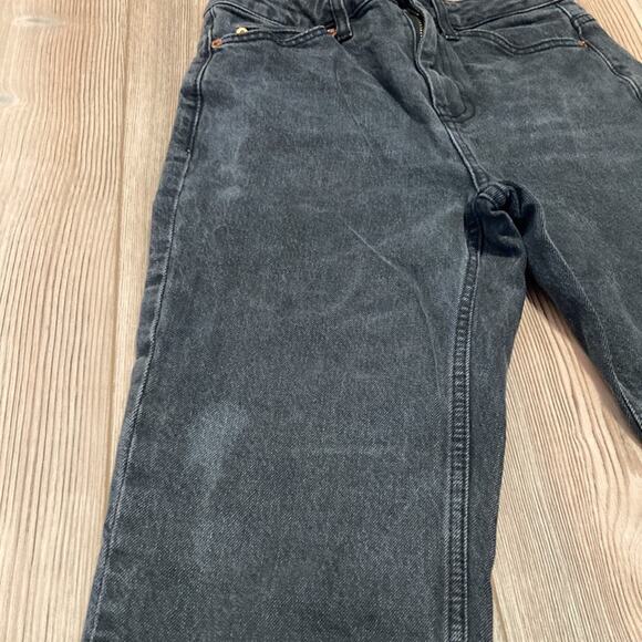 Topshop MOTO Wide Black Faded Cropped Jean - 26 Denim Rigid distressed top shot - Picture 8 of 13